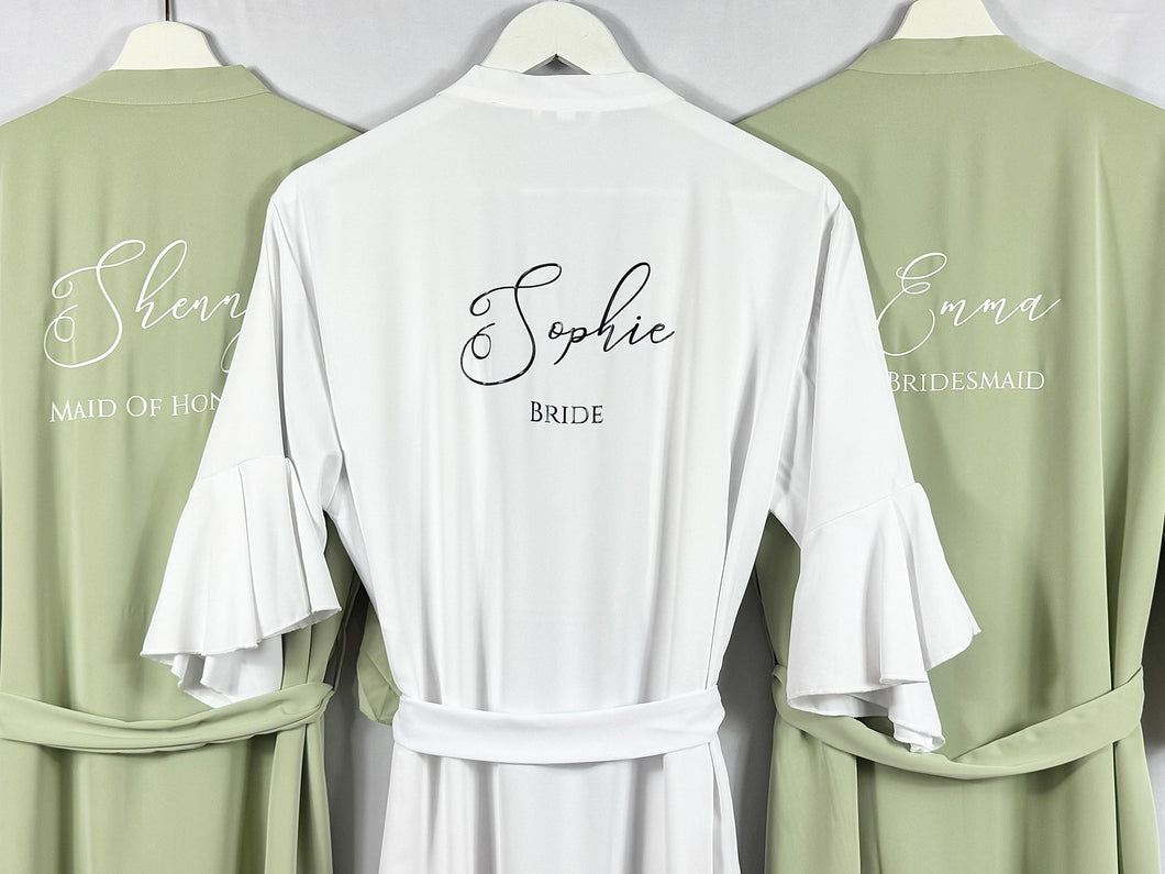 Sage Green Ruffle Bridesmaid Robes, Ruffle Robe, Bridal Robe, Bridesmaid Gift, Wedding Robes, Bride Robe, Bridal Party Robes, Green Robes