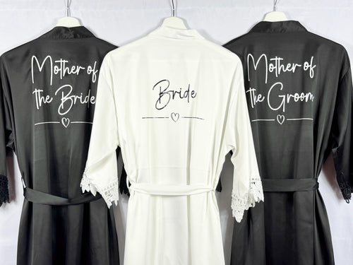 Black Bridesmaid Robes, Wedding Robes, Satin Robes Bridesmaid Gift, Bridal Robes,Bridal Party Robes, Bride Robe,Maid of Honour Dressing Gown