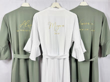 Load image into Gallery viewer, Eucalyptus Ruffle Bridesmaid Robes, Ruffle Robe, Bridal Robe, Bridesmaid Gift, Wedding Robes, Bride Robe, Bridal Party Robes, Green Robes
