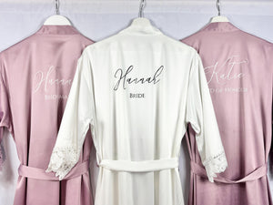 Mauve Bridesmaid robes, Bridesmaid Gift, Satin Bridal Robes, Bridal Party Robes, Wedding Robes, Personalised Bride Robe, Maid of Honour Gift