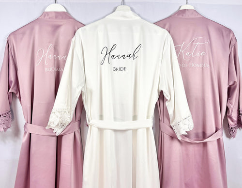 Mauve Bridesmaid robes, Bridesmaid Gift, Satin Bridal Robes, Bridal Party Robes, Wedding Robes, Personalised Bride Robe, Maid of Honour Gift