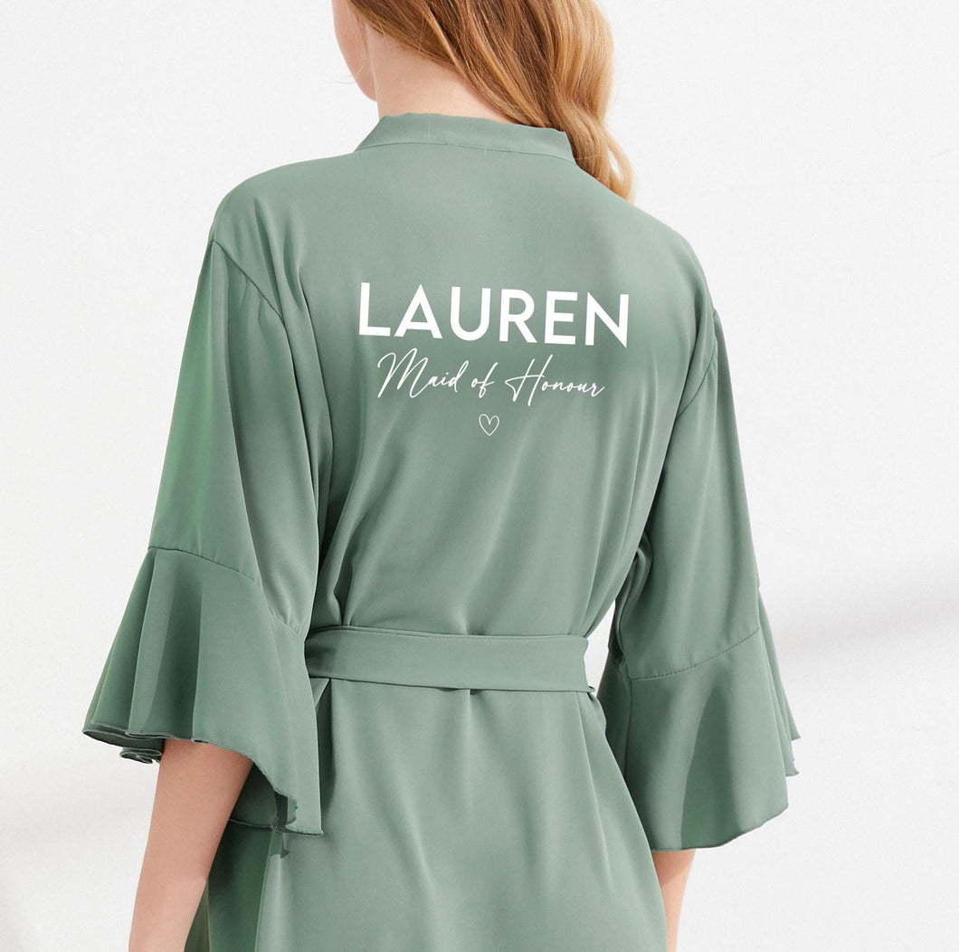Eucalyptus Ruffle Robes, Bridesmaid Robe, Bridal Robe, Bridesmaid Gift, Wedding Robes, Bride Robe, Bridal Party Robes, Green Robes