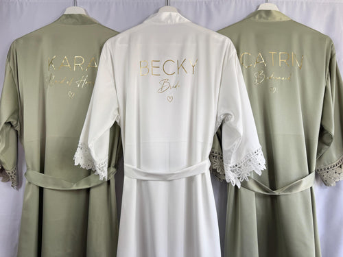 Sage Bridesmaid Robe, Bride Robe, Personalised Green Bridal Party Robes, Bridesmaid Gift, Bridal Robes, Wedding Robes, Dressing Gown