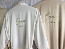 Load image into Gallery viewer, Champagne Bridesmaid robes, Bridesmaid Gift, Bridal Robes, Bridal Party Robes, Wedding Robes, Bride Robe, Satin Robes, Dressing Gowns