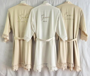 Champagne Bridesmaid robes, Bridesmaid Gift, Bridal Robes, Bridal Party Robes, Wedding Robes, Bride Robe, Satin Robes, Dressing Gowns