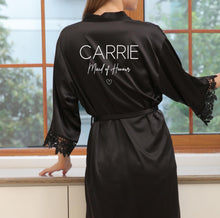 Load image into Gallery viewer, Bridesmaid Robes Personalised Black Satin Robes, Bridal Party Robes, Bridesmaid Gift, Bridal Robes, Wedding Robes, Bride Robe, Dressing Gown
