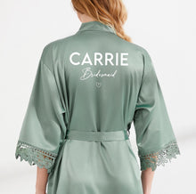 Load image into Gallery viewer, Bride Robe Eucalyptus Personalised Bridesmaid Robes, Green Bridal Party Robes, Bridesmaid Gift, Bridal Robes, Wedding Robes, Dressing Gown