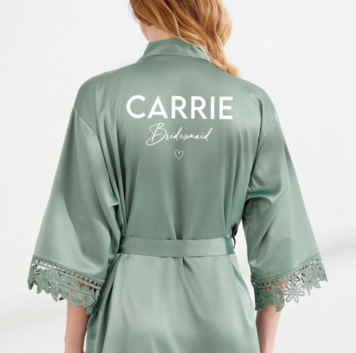 Bride Robe Eucalyptus Personalised Bridesmaid Robes, Green Bridal Party Robes, Bridesmaid Gift, Bridal Robes, Wedding Robes, Dressing Gown