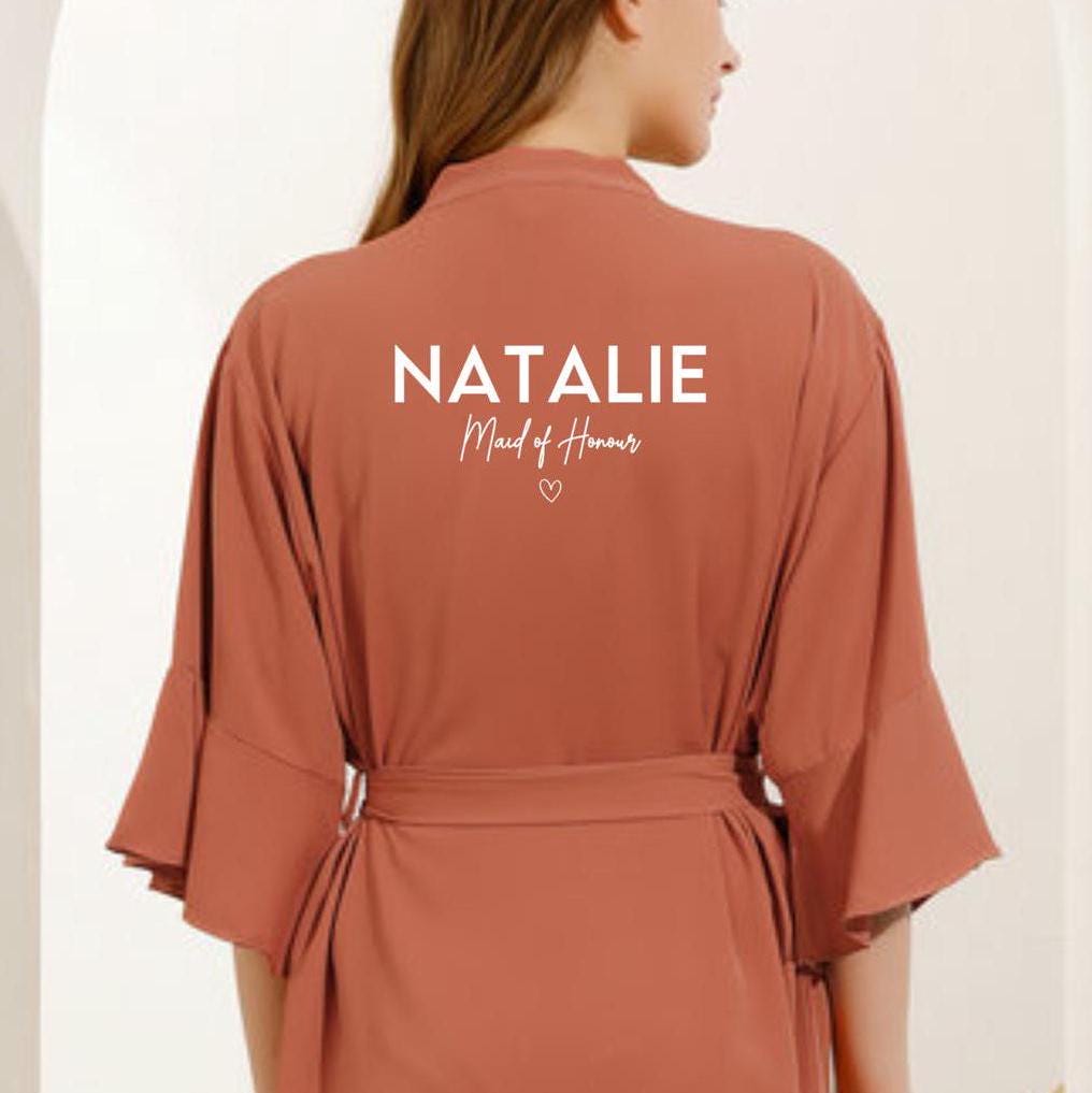 Rust Burnt Orange Terracotta Bridesmaid Robes, Ruffle Robe Bridesmaid Gift, Bridal Robes, Bridal Party Robes, Wedding Robes, Bride Robe