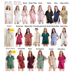 Personalised Bride Pajamas, Eucalyptus Bridesmaid Pyjamas, Bridal Party PJ's, Bridesmaid Gift, Silky Soft Satin Short PJ's, Green Pyjamas