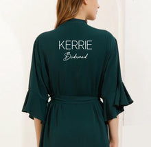 Load image into Gallery viewer, Forest Green Ruffle Bridesmaid Robes, Ruffle Robe, Bridal Robe, Bridesmaid Gift, Wedding Robes, Bride Robe, Bridal Party Robes, Green Robes