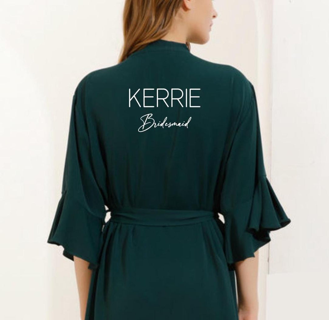 Forest Green Ruffle Bridesmaid Robes, Ruffle Robe, Bridal Robe, Bridesmaid Gift, Wedding Robes, Bride Robe, Bridal Party Robes, Green Robes