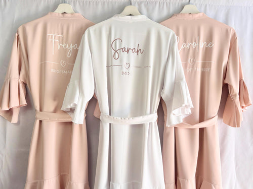 Bridesmaid Robes in Blush Pink with Ruffle Edge Robe, Bridal Robe, Bridesmaid Gift, Wedding Robes, Bride Robe, Bridal Party Ruffle Robes