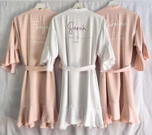 Bridesmaid Robes in Blush Pink with Ruffle Edge Robe, Bridal Robe, Bridesmaid Gift, Wedding Robes, Bride Robe, Bridal Party Ruffle Robes