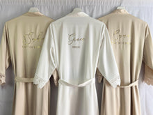 Load image into Gallery viewer, Champagne Bridesmaid robes, Bridesmaid Gift, Bridal Robes, Bridal Party Robes, Wedding Robes, Bride Robe, Satin Robes, Dressing Gowns