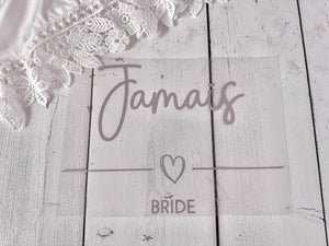 Custom Iron On HTV Transfers for Bridal Party Robes & Pyjamas, Personalised Wedding Heat Transfer Vinyl Decals, Hen Party Clothing Names
