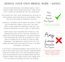 Load image into Gallery viewer, Iron on Bridal Party Stickers for Robes &amp; Pyjamas, Custom HTV Transfers, Personalised Wedding Heat Transfer Vinyl Decals, Hen Party Clothing