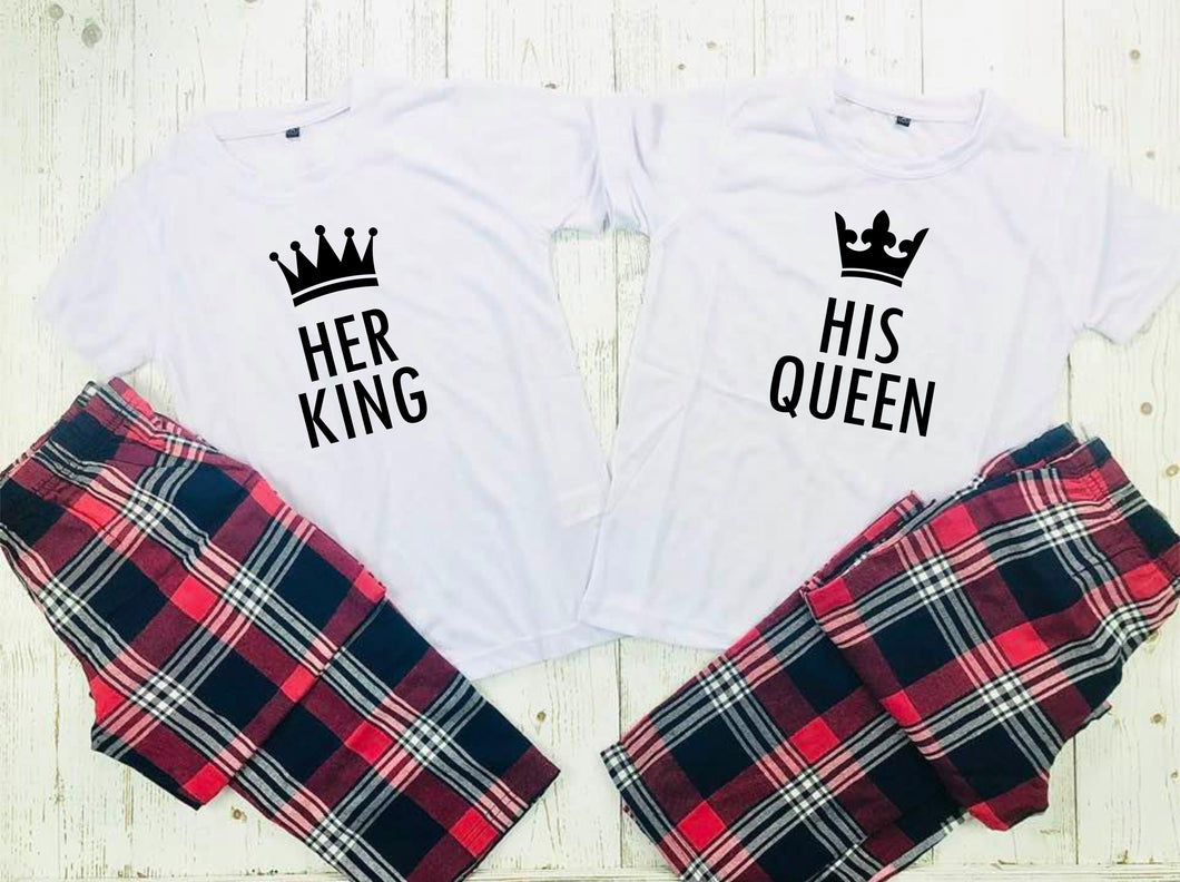 Her King His Queen His and Hers Matching Couples Pyjamas – The
