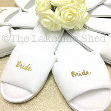 Load image into Gallery viewer, Bridal Party Slippers • Hen Party Slippers • Wedding Slippers • Personalised Spa Slippers