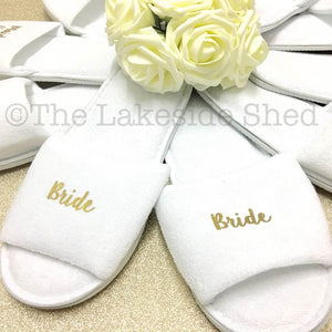 Bridal Party Slippers • Hen Party Slippers • Wedding Slippers • Personalised Spa Slippers