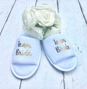 Team Bride • Bridal slippers • Hen Party Slippers • Bridal Party • Wedding Slippers • Personalised Spa Slippers • Spa Slippers • GiftPersonalised Bridal Party Slippers