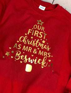Our First Christmas As Mr and Mrs • Personalised Christmas Jumper • Matching Christmas Jumper •Couples Jumper •Christmas Sweater• Sweatshirt