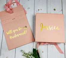Load image into Gallery viewer, Bridesmaid Proposal Box Personalised Bridesmaid Gift Box Will You Be My Bridesmaid Hidden Message Inside Rose Gold Maid Of Honour Gift Groom