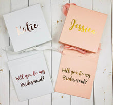 Load image into Gallery viewer, Rose Gold Will You Be My Bridesmaid Gift Box Proposal