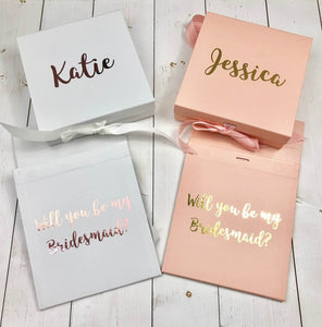 Personalised Bridesmaid Gift Box Will You Be My Bridesmaid Proposal Hidden Message Inside Rose Gold Bridesmaid Gift Box Maid Of Honour Gift Bridesmaid Proposal Box • White Gift Box •Personalised Gift Box •Bridal Party Gift • Wedding Gift •Mother Of The Bride Gift • Thank you Gift