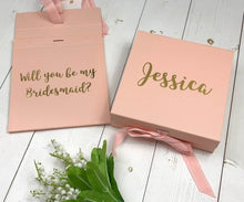 Load image into Gallery viewer, Bridesmaid Proposal Box Personalised Bridesmaid Gift Box Will You Be My Bridesmaid Hidden Message Inside Rose Gold Maid Of Honour Gift Groom