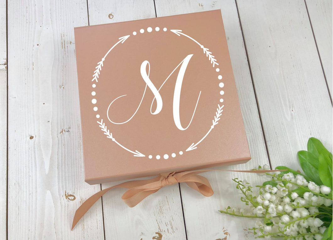 Monogram Gift Box • Rose Gold Gift Box • Bridesmaid Box • Wedding Monogram • Rose Gold Wedding • Custom Gift Box • Will You Be My