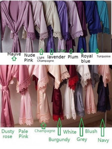 Bridesmaid Robe Satin with Lace Trim