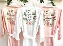Load image into Gallery viewer, Bridesmaid Robe, Satin Lace Bridal Robe Wedding Dressing Gown