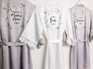 Silver Light Grey Bridal Party Robes, Satin Bridesmaid Robe