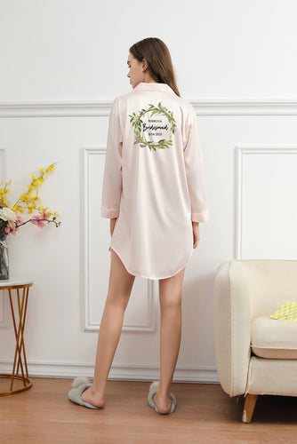 Personalised Bridal Party Nightshirt, Satin Sleepshirt Nightie Bridesmaid Pyjamas
