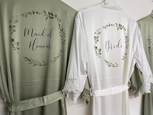 Eucalyptus Wedding Robes, Sage Green Bridesmaid Robe