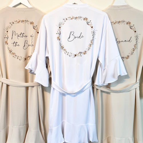 Champagne Bridesmaid Robes with Ruffle Edges