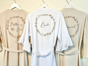 Champagne Bridesmaid Robes with Ruffle Edges