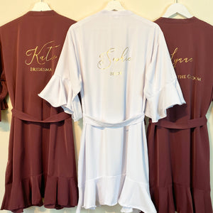 Burgundy Bridal Robe, Ruffle Bridesmaid Robes