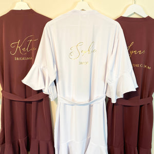 Burgundy Bridal Robe, Ruffle Bridesmaid Robes