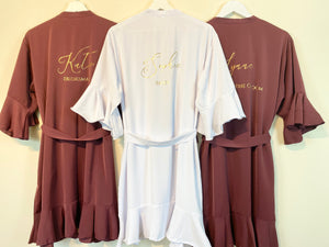 Burgundy Bridal Robe, Ruffle Bridesmaid Robes