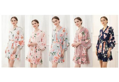 Ruffle Bridesmaid Robes with Floral Print