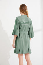 Load image into Gallery viewer, Eucalyptus Green Ruffle Bridesmaid Robes, Bridal Party Robes, Bridesmaid Gift